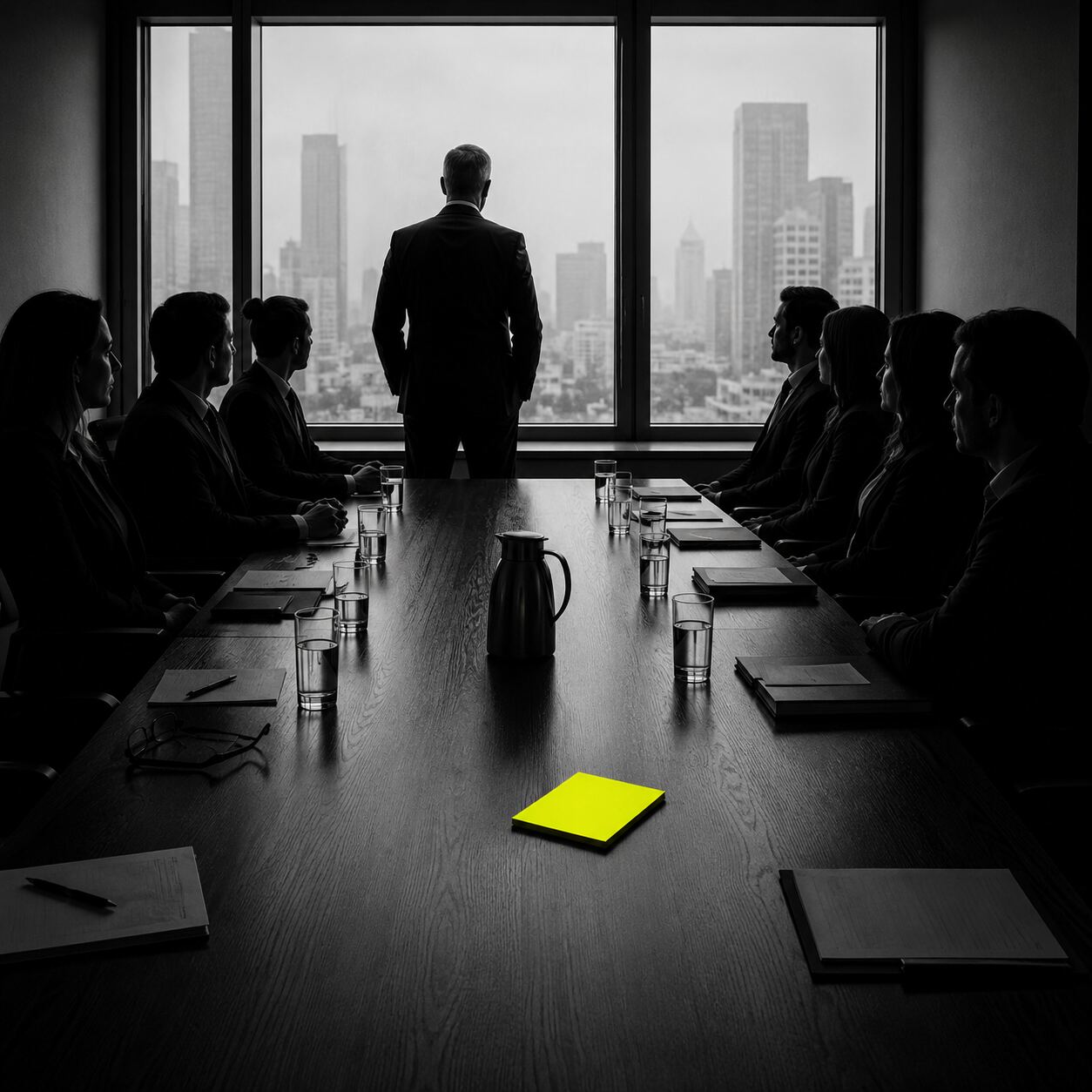 Konferenzraum, Führungskraft am Fenster